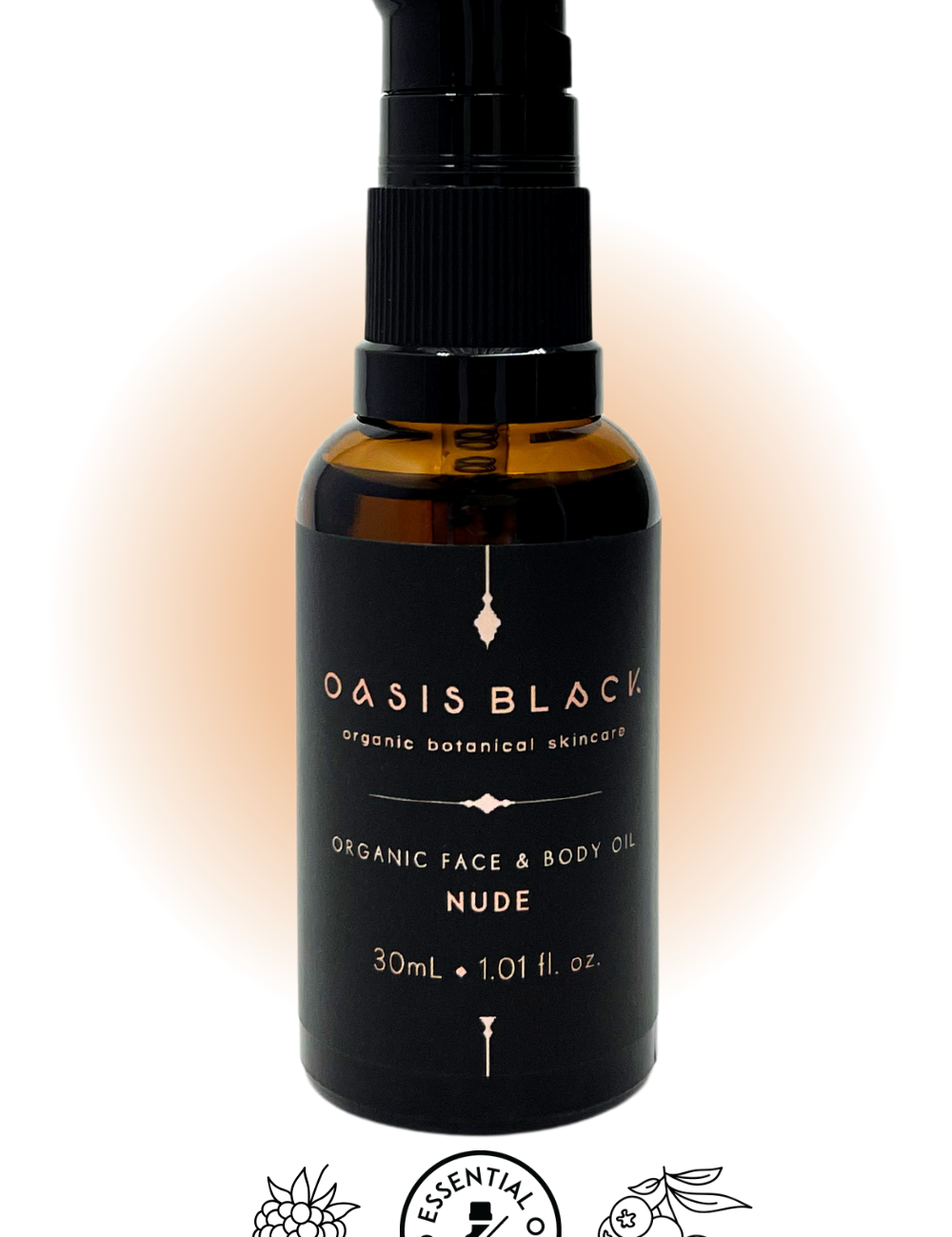 100% Organic and All Natural Face & Body Oil Featuring Black Seed Oil – NUDE – Slightly nutty neutral scent with No Essential Oils and extra Blueberry Seed Oil and Red Raspberry Seed Oil packaged in 30ml Amber Glass Bottle - Non Greasy, Multi-Purpose, Fast Absorbing, Vegan Friendly, Nutrient Dense, Eco-friendly, Sustainable, Waterless and Unisex Skincare Oils made by Oasis Black – Organic Botanical Skincare - Born in Morocco, Made in small handmade batches in the Byron Bay region